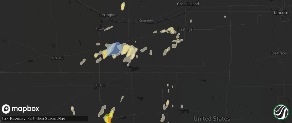 Hail map in Bloomington, NE on June 3, 2026