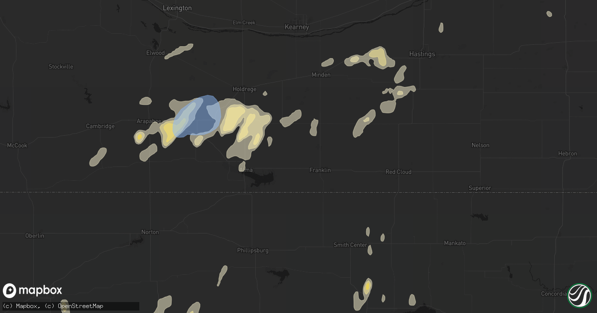 Hail map in Bloomington, NE on June 3, 2026