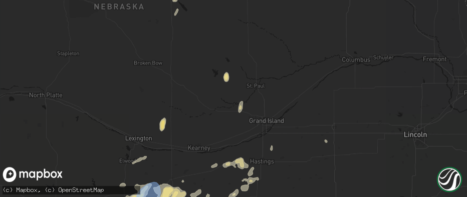Hail map in Boelus, NE on June 3, 2026