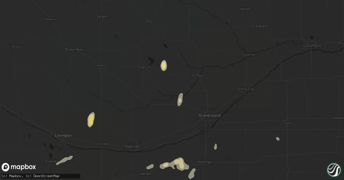Hail map in Boelus, NE on June 3, 2026