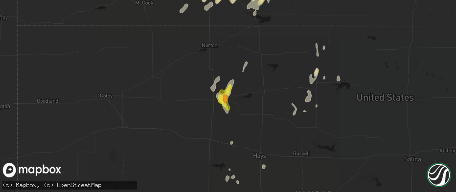 Hail map in Bogue, KS on June 3, 2026