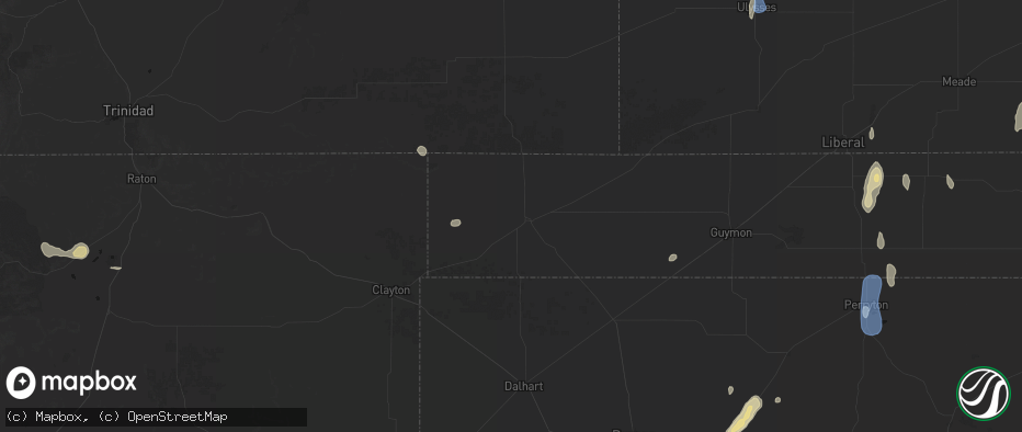 Hail map in Boise City, OK on June 3, 2026