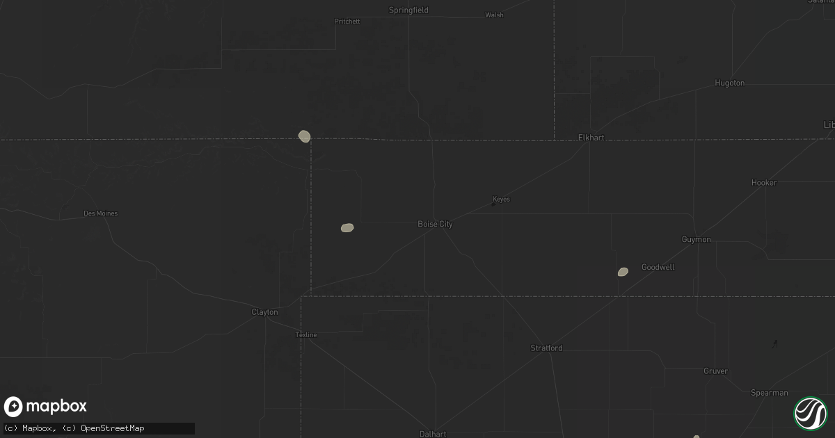 Hail map in Boise City, OK on June 3, 2026