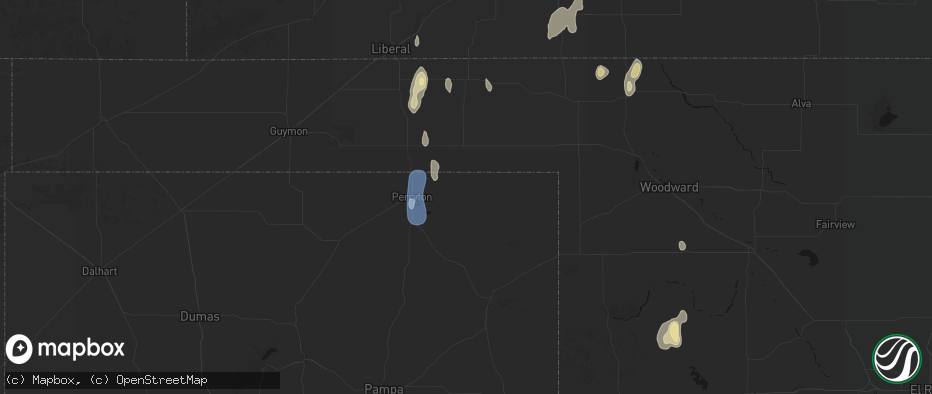 Hail map in Booker, TX on June 3, 2026