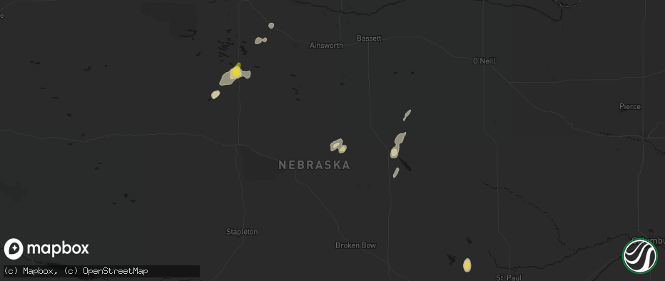 Hail map in Brewster, NE on June 3, 2026