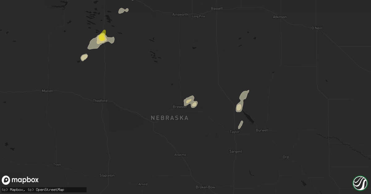 Hail map in Brewster, NE on June 3, 2026