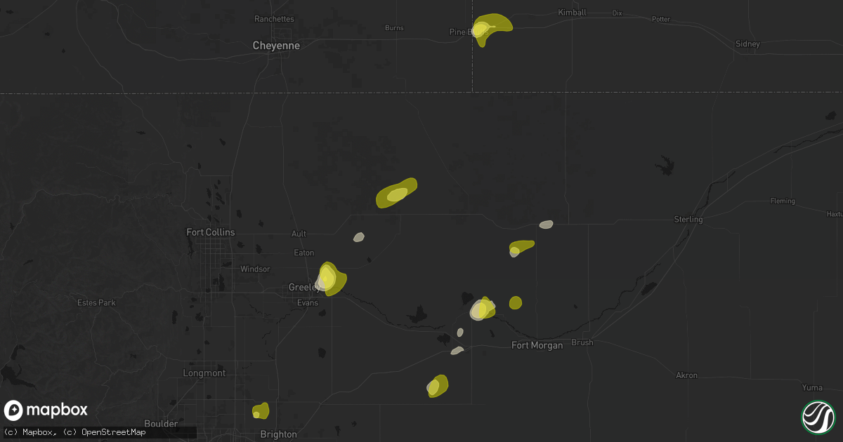 Hail map in Briggsdale, CO on June 3, 2026