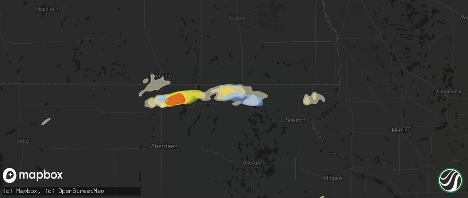 Hail map in Britton, SD on June 3, 2026