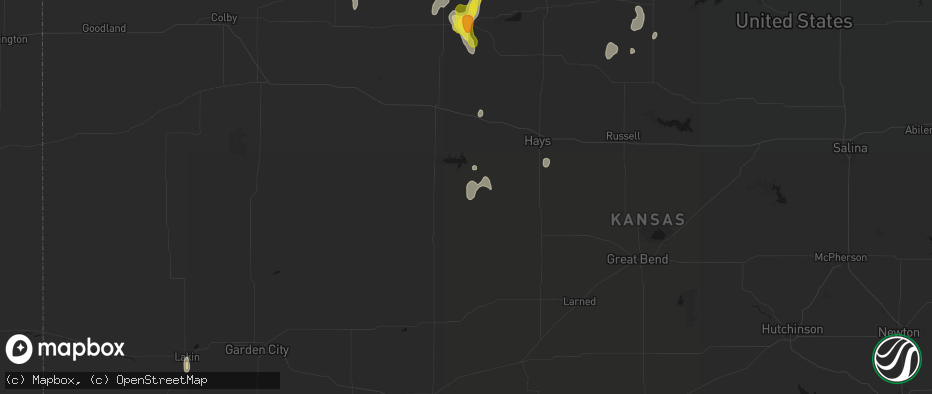 Hail map in Brownell, KS on June 3, 2026