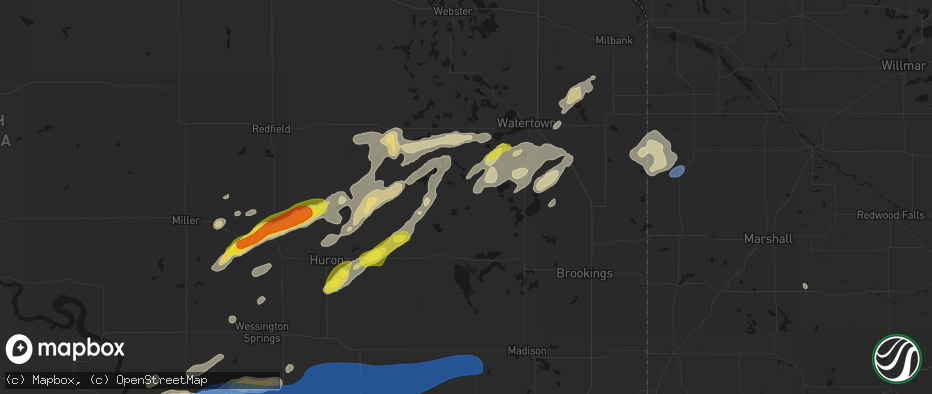 Hail map in Bryant, SD on June 3, 2026