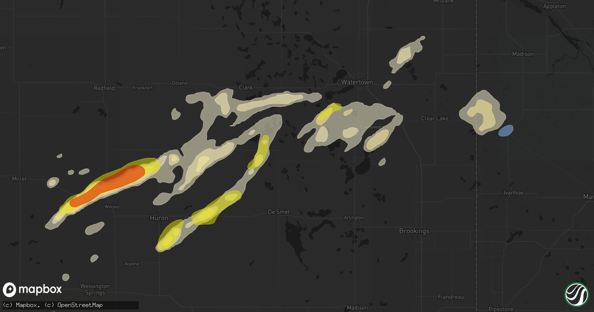 Hail map in Bryant, SD on June 3, 2026