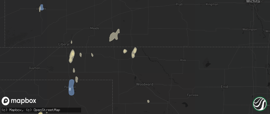 Hail map in Buffalo, OK on June 3, 2026
