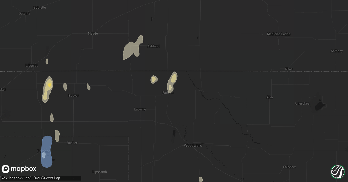 Hail map in Buffalo, OK on June 3, 2026