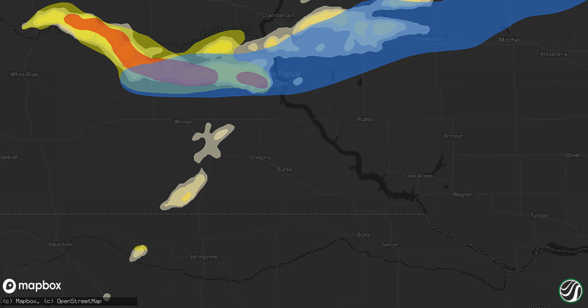 Hail map in Burke, SD on June 3, 2026