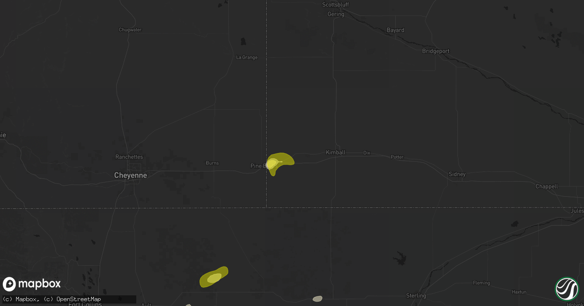 Hail map in Bushnell, NE on June 3, 2026