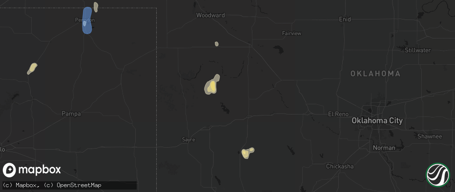 Hail map in Butler, OK on June 3, 2026