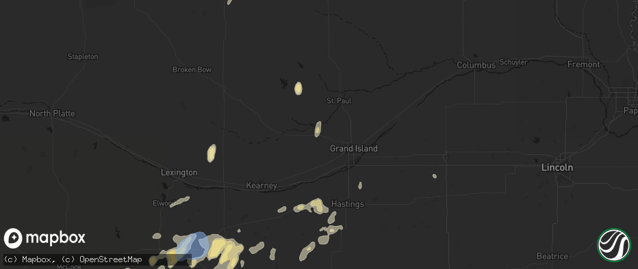 Hail map in Cairo, NE on June 3, 2026