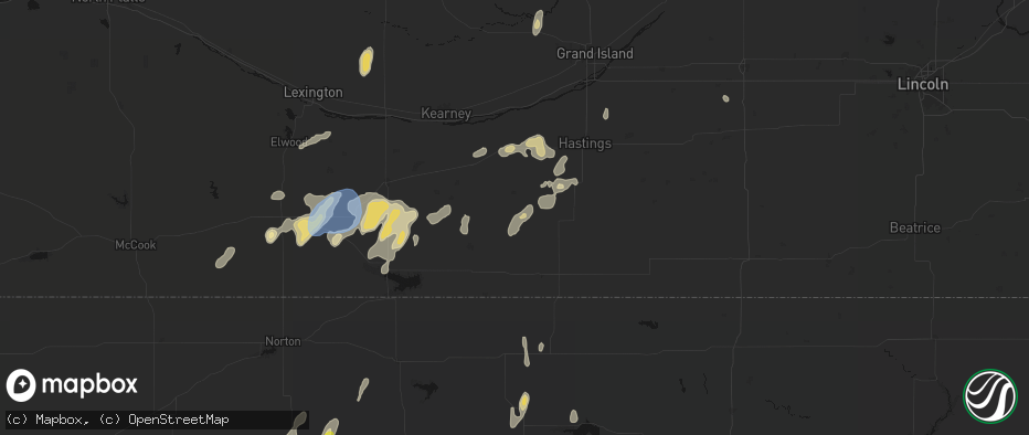 Hail map in Campbell, NE on June 3, 2026
