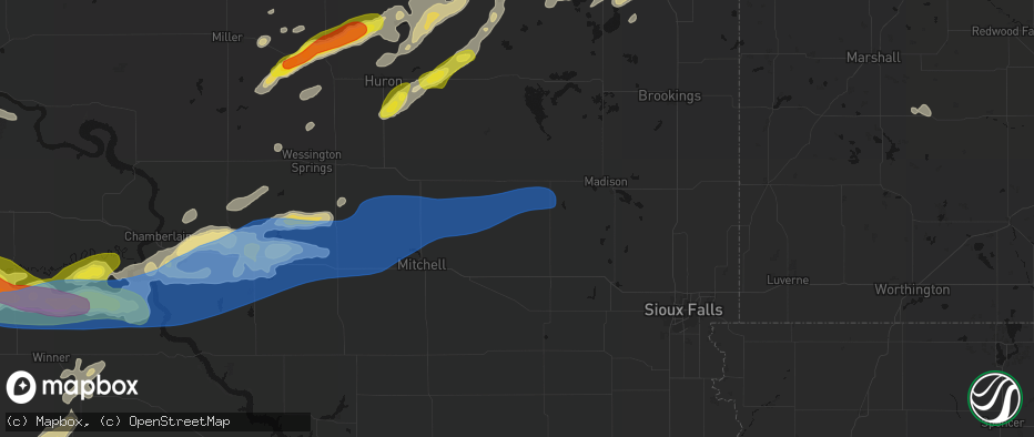 Hail map in Canova, SD on June 3, 2026
