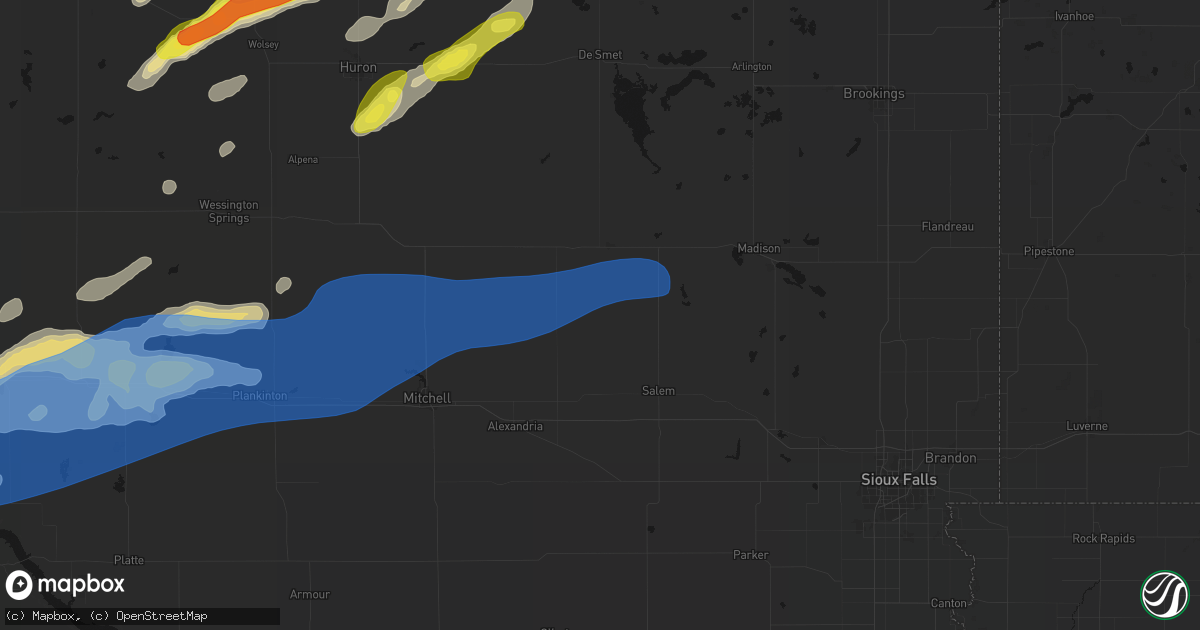 Hail map in Canova, SD on June 3, 2026