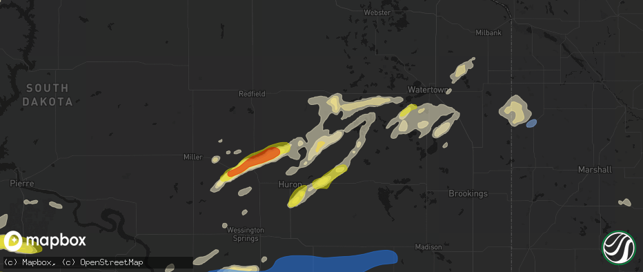 Hail map in Carpenter, SD on June 3, 2026