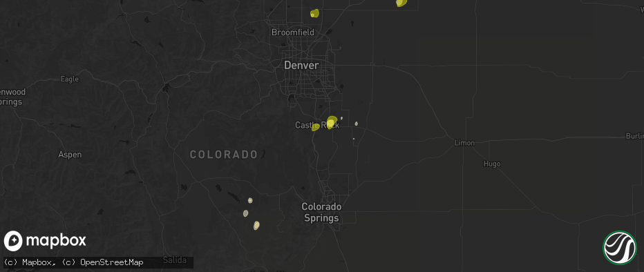Hail map in Castle Rock, CO on June 3, 2026