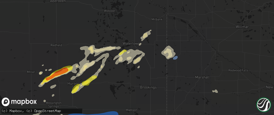 Hail map in Castlewood, SD on June 3, 2026