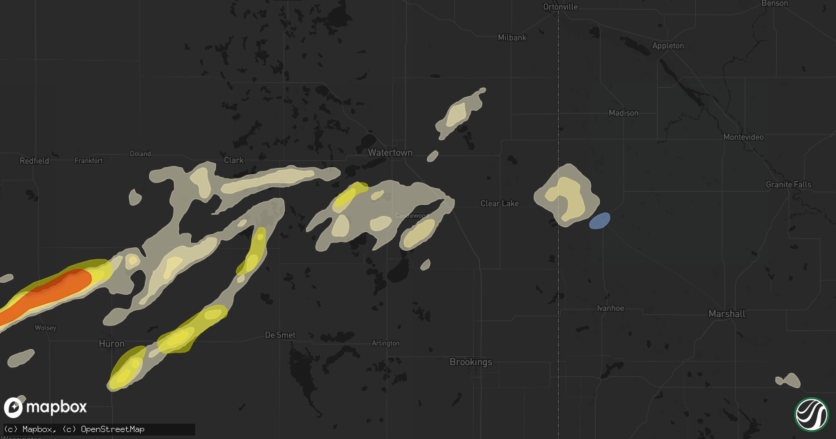 Hail map in Castlewood, SD on June 3, 2026