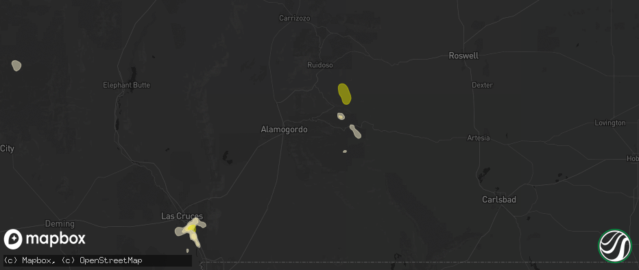 Hail map in Cloudcroft, NM on June 3, 2026