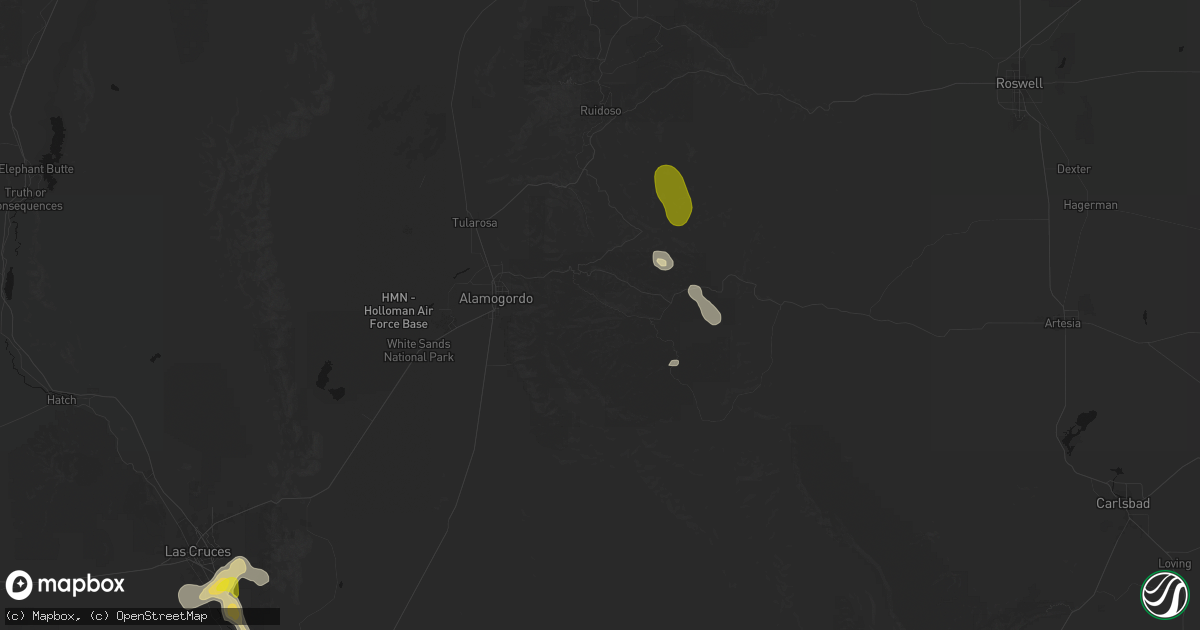 Hail map in Cloudcroft, NM on June 3, 2026