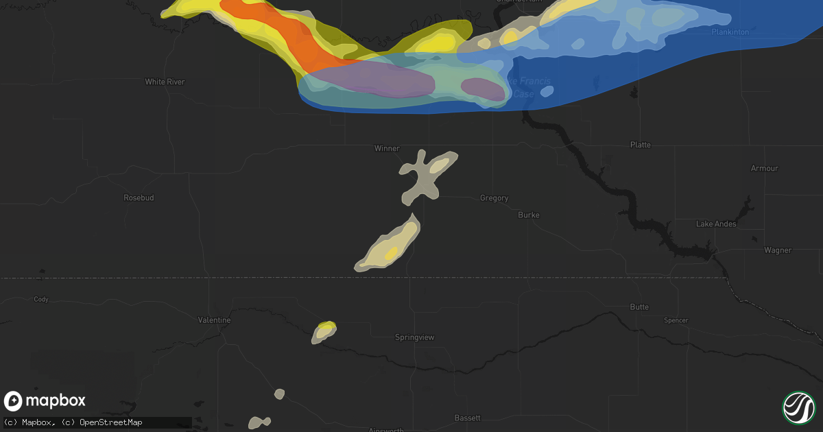Hail map in Colome, SD on June 3, 2026