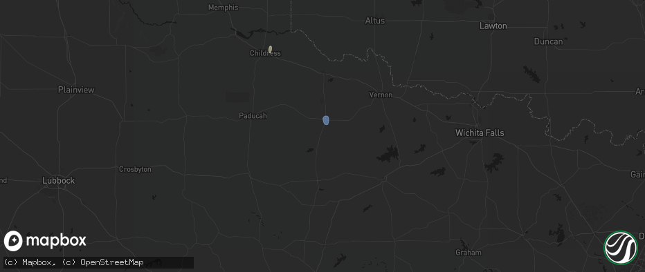 Hail map in Crowell, TX on June 3, 2026