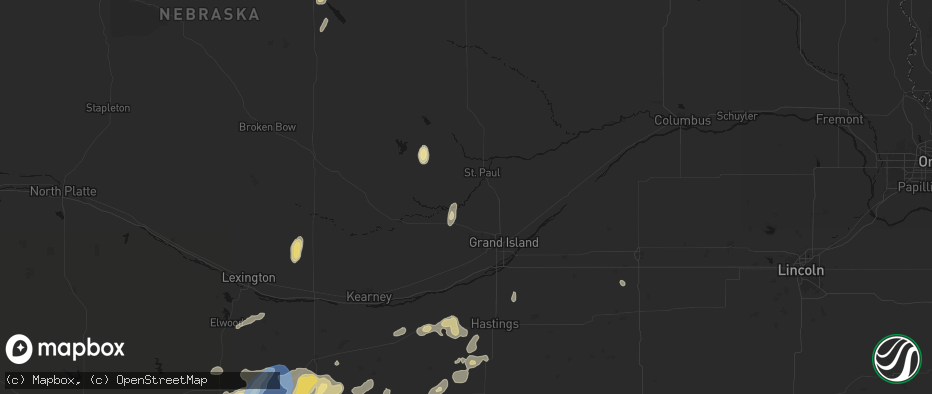 Hail map in Dannebrog, NE on June 3, 2026