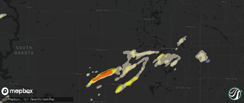 Hail map in Doland, SD on June 3, 2026