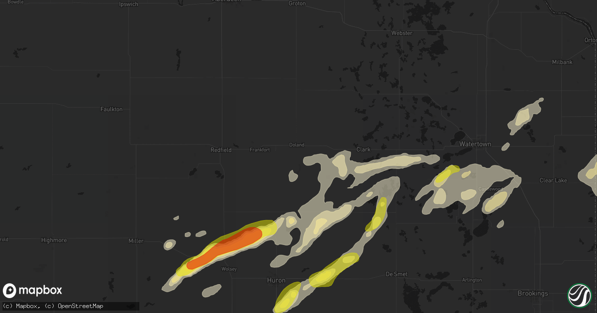 Hail map in Doland, SD on June 3, 2026
