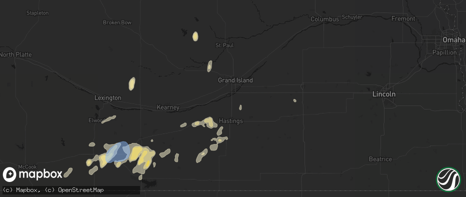 Hail map in Doniphan, NE on June 3, 2026