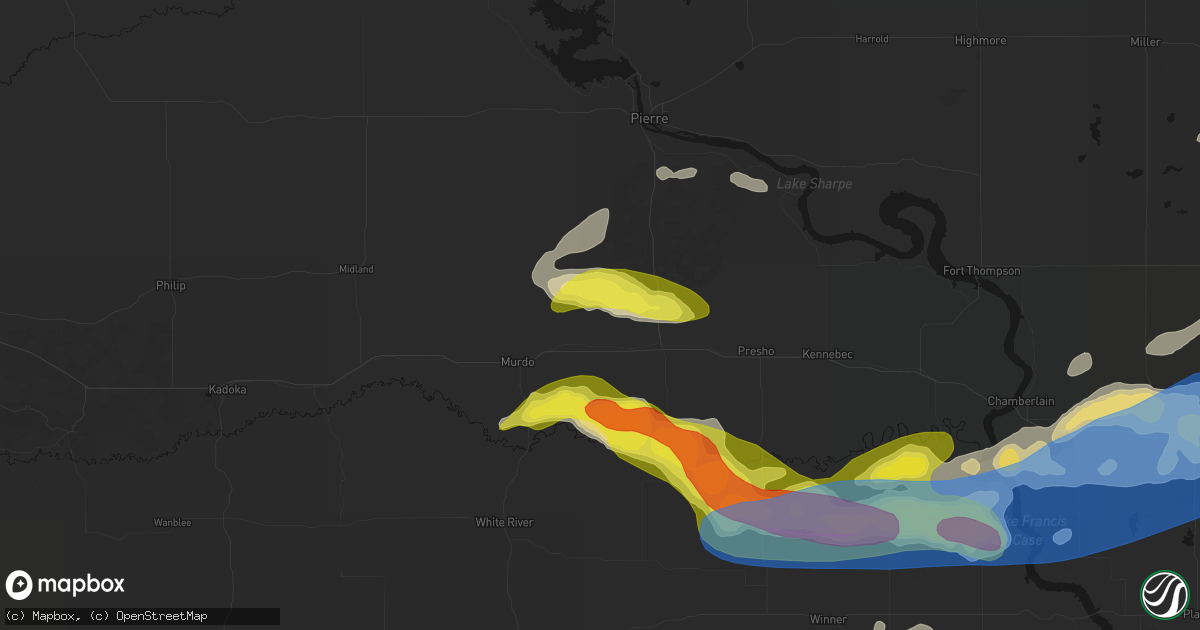 Hail map in Draper, SD on June 3, 2026