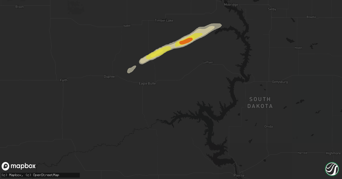 Hail map in Eagle Butte, SD on June 3, 2026