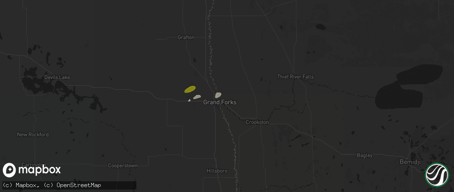 Hail map in East Grand Forks, MN on June 3, 2026