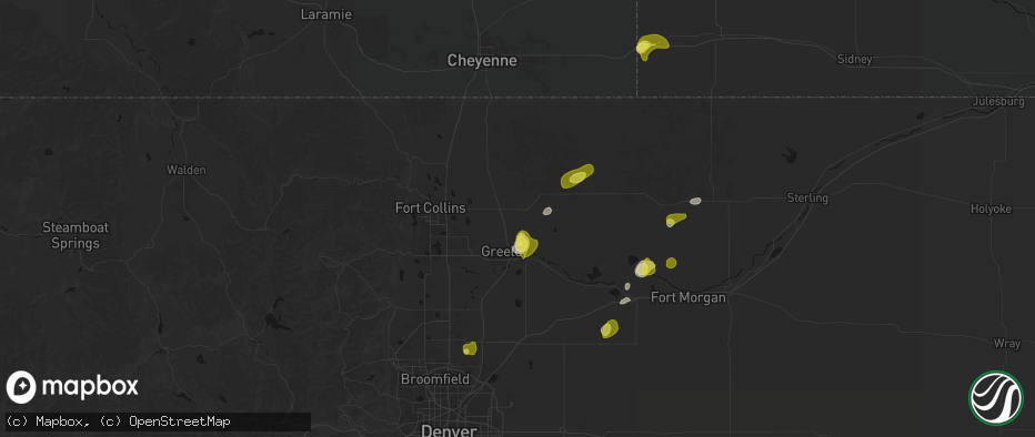 Hail map in Eaton, CO on June 3, 2026