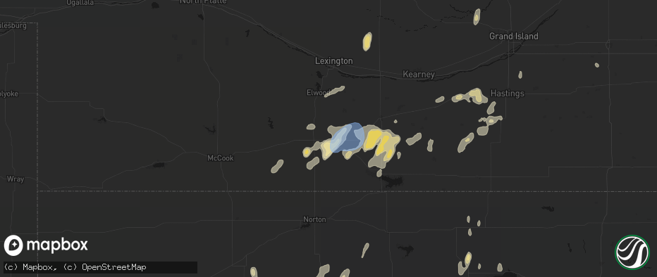 Hail map in Edison, NE on June 3, 2026