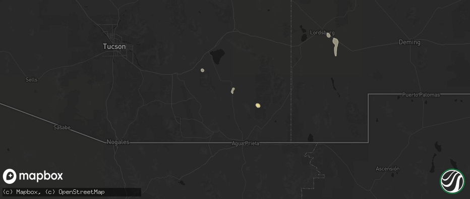 Hail map in Elfrida, AZ on June 3, 2026