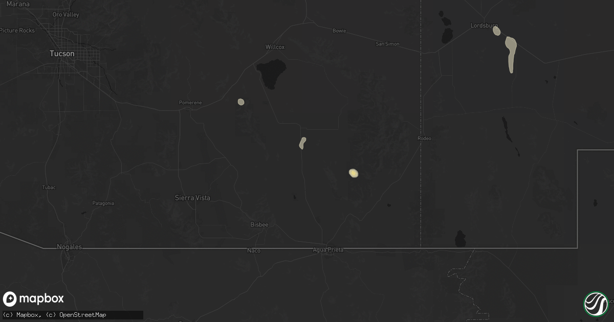 Hail map in Elfrida, AZ on June 3, 2026