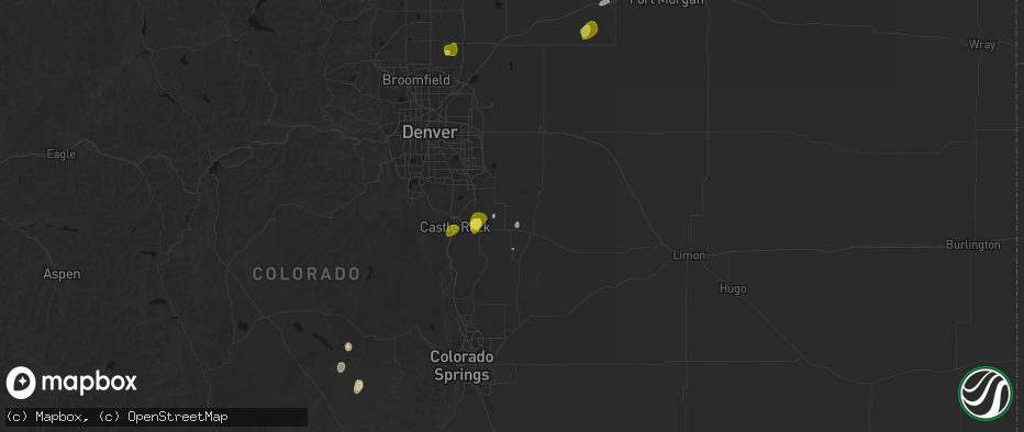 Hail map in Elizabeth, CO on June 3, 2026