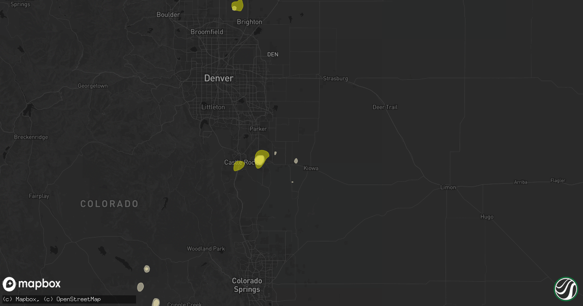 Hail map in Elizabeth, CO on June 3, 2026