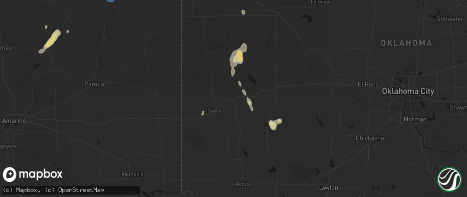 Hail map in Elk City, OK on June 3, 2026