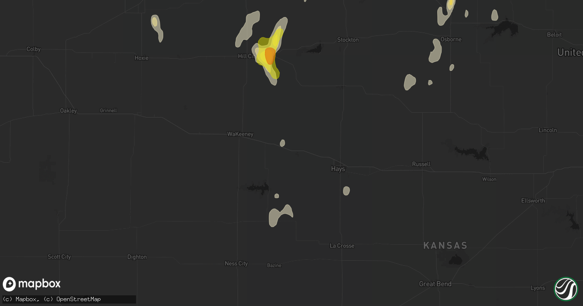 Hail map in Ellis, KS on June 3, 2026