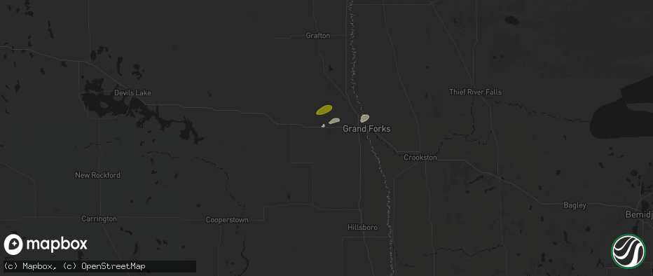 Hail map in Emerado, ND on June 3, 2026
