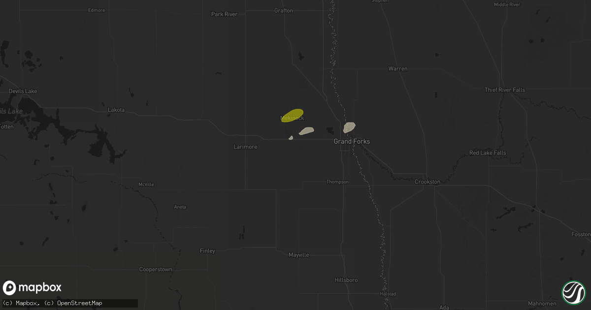 Hail map in Emerado, ND on June 3, 2026