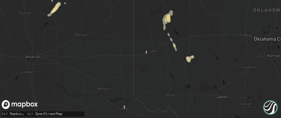 Hail map in Erick, OK on June 3, 2026